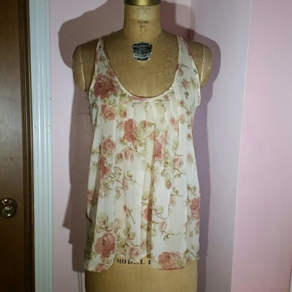 Sheer Flowy Floral Racerback Tank - Picture 5 of 5